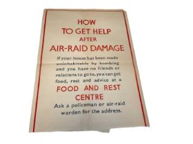 Original Second World War Poster- 'How To Get Help After Air - Raid Damage...', 72 x 51cm N.B. Bott