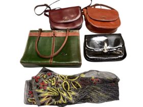 Vintage handbags including two small saddle bag style handbags by Etienne Ainger, Vera Pelle Cuoieri