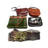 Vintage handbags including two small saddle bag style handbags by Etienne Ainger, Vera Pelle Cuoieri