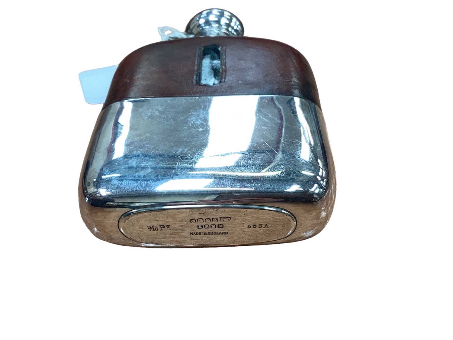 Early 20th century silver plated sandwich box by James Dixon & Sons in a brown leather case, togethe - Image 2 of 3