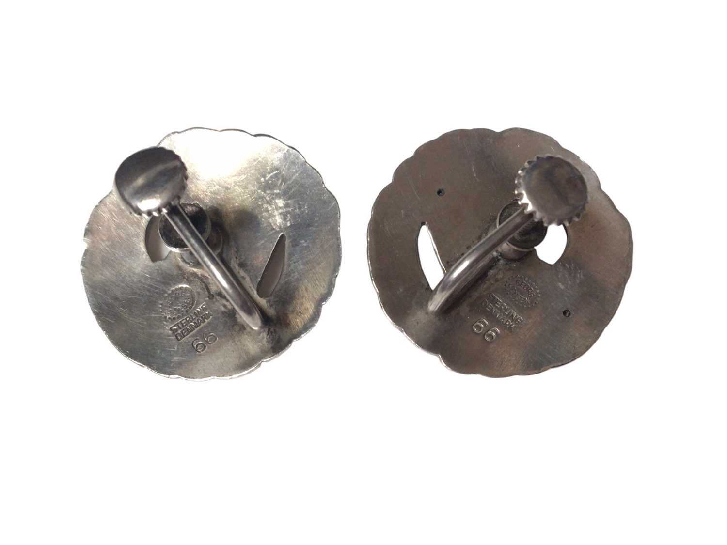 Pair Georg Jensen Danish sterling silver dove screw back earrings - Image 2 of 2