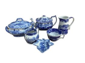Collection of blue and white china, mostly Spode Italian pattern (qty)