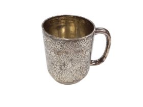 Victorian silver christening mug, with engraved decoration, (London 1891)