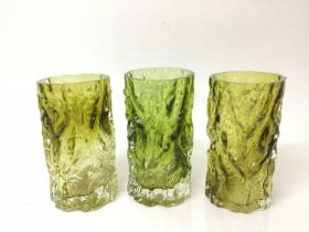 Nine vintage glass vases including Czech Chribska and Murano