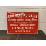 Vintage French enamel sign for Commercial Union Assurance, 50cm x 35cm