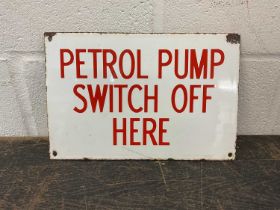 Vintage enamel 'Petrol Pump' sign, 30.5cm x 20cm