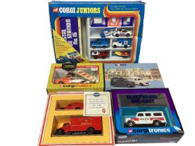 Corgi Juniors, Cars of the 50's, Royal Mail Set, Concorde and others (2 boxes)