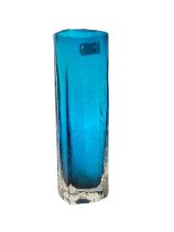 Whitefriars Kingfisher blue Cucumber vase, designed by Geoffrey Baxter, 29.5cm high