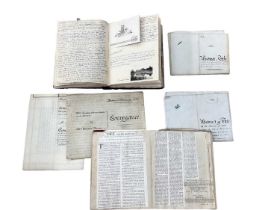 Group of various indentures, work books and letters, 17th century and later