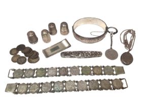 Group of silver jewellery and other items