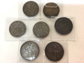 G.B. - Mixed Victoria silver coins to include Crowns YH 1845 (N.B. With edge nicks) otherwise AVF, J