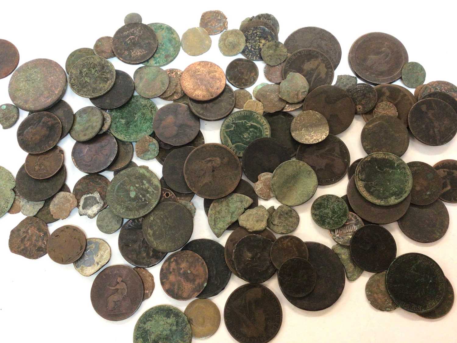 G.B. - Mixed coinage to include silver pre 1920 & 1947, Georgian copper, enamelled Six Pence 1787 &
