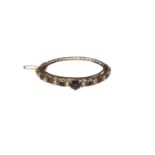 Victorian style 9ct gold garnet and cultured pearl hinged bangle