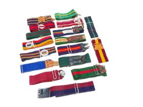 Collection of British military stable belts to include Queens Royal Irish Hussars, Parachute Regimen