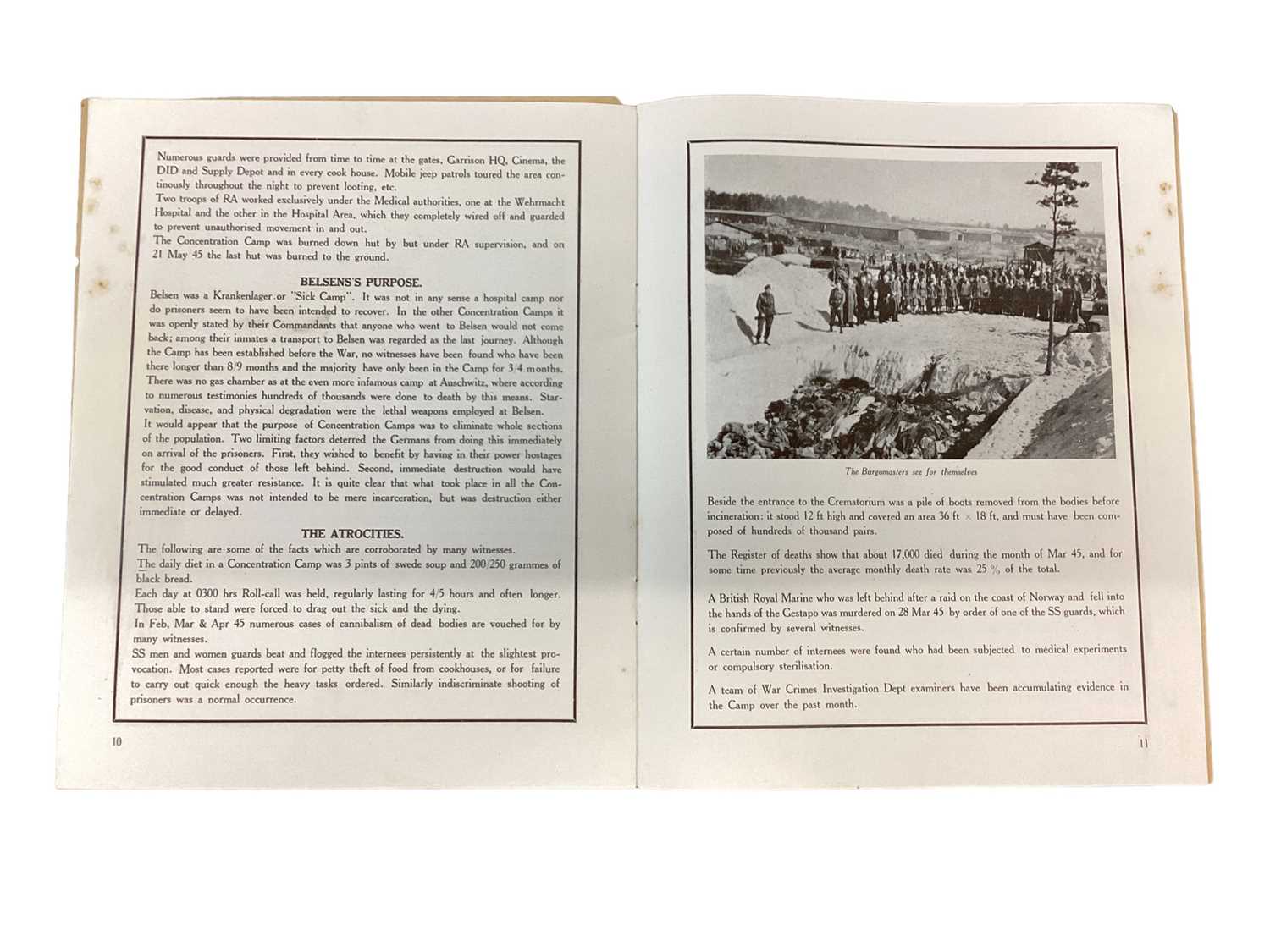 Scarce Wartime British Official leaflet ' The Story of Belsen' with disturbing images and descriptio - Image 2 of 2
