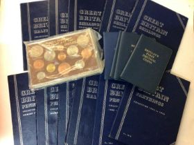 G.B. - Mixed coinage in Whitman Folders x 12 to contain some pre 1920 & 1947 silver Shillings & othe