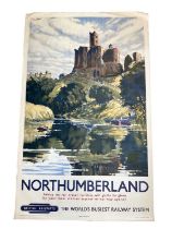 Original British Railways poster for Northumberland, after a painting by John Choter, dated 1952, th