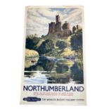 Original British Railways poster for Northumberland, after a painting by John Choter, dated 1952, th