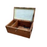 19th century oak three locked strong box, 46cm in overall length.