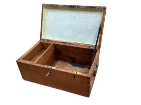 19th century oak three locked strong box, 46cm in overall length.