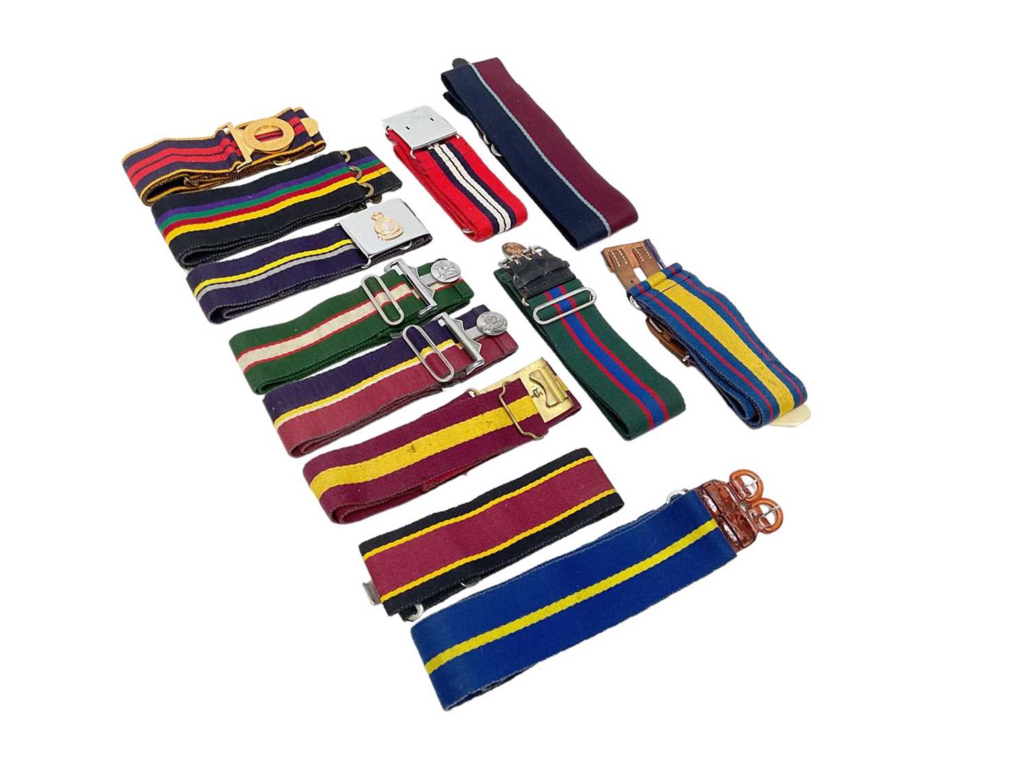 Collection of British military stable belts to include Royal Logistics Corps and Royal Hussars (12)
