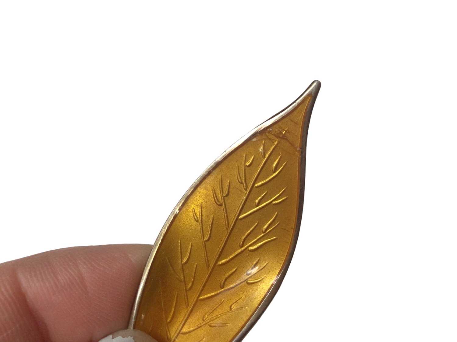 David Anderson Norwegian silver and enamel leaf brooch, other silver brooches, white metal Egyptian - Image 9 of 9