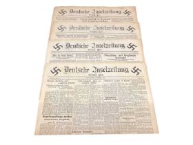 Four rare Nazi 1940 occupied Jersey news papers 'Deutsch Inselzeitung Evening Post' in German