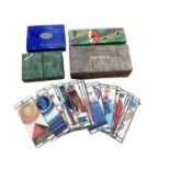 Box of vintage playing cards, dominoes, etc