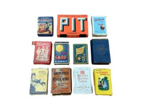 Selection of playing card sets including Happy Families, Counties of England and other advertising s