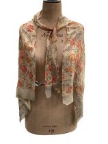 Vintage items including 1920s printed silk evening shawl embellished with metallic thread