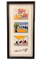 Bradex Clarice Cliff limited edition porcelain plaques mounted in a frame, 58cm x 28cm