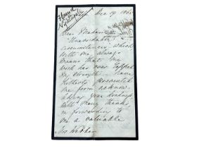 Autograph signed - Florence Nightingale letter dated London Dec 19 1865 (NB typed copy of content al