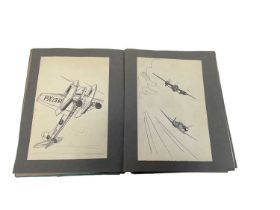 Interesting album of approximately 73 pen, ink and watercolour drawings of aircraft from the First W
