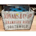 Adnams beer crate, c1950s, painted white with ‘Adnams and Co Ltd Champion Ales’ in red, and ‘Southwo