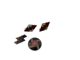 Four Hitler Youth enamel pin badges