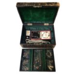 Victorian jewellery box containing silver and marcasite jewellery