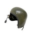 British Military tank crew helmet by Amplivox together with a silver plated Malacca swagger stick (2