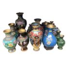 Group of Chinese and Japanese cloisonné vases