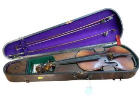 19th century Continental violin, cased
