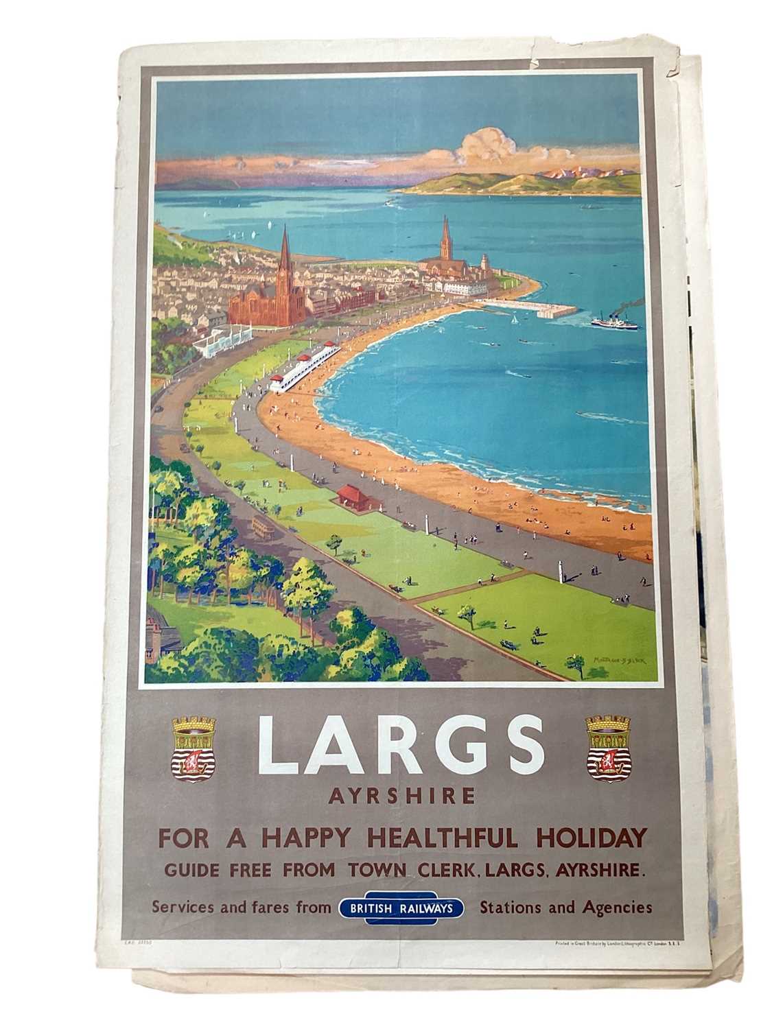 Original British Railways poster for Largs, with artwork by Montague B. Black, printed by London Lit