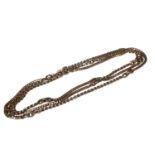 Victorian 9ct gold guard chain with snake and belcher links, 112cm long
