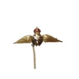 Early 20th century 15ct gold and enamel RAF officers military sweetheart brooch, 50mm.