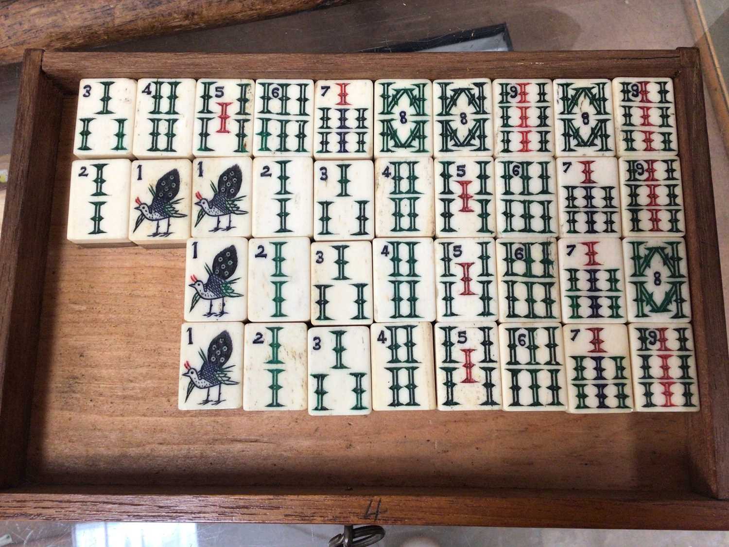 Chinese bone and bamboo Mahjong set in a carved wooden case - Image 11 of 21