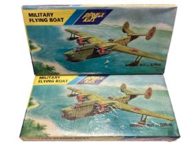 Playfix Kits (made in GDR) model kit Military Flying Boat (x2) & British Airways Trident (x2), all b