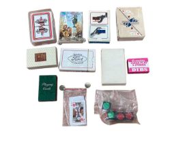 Collection of eight Advertising sets of playing cards, including Carnegie creme d’Argent Gin, Motocr