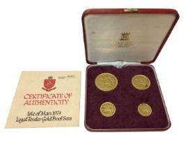 Isle of Man - Gold four coin proof set 1974 to include £5, £2, Sovereign & Half Sovereign