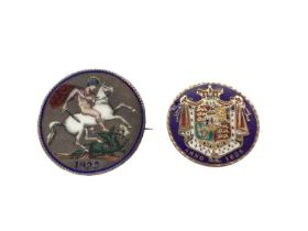 G.B. - 19th century colour enamelled silver coins to include George IV Crown 1822 & William IV Half