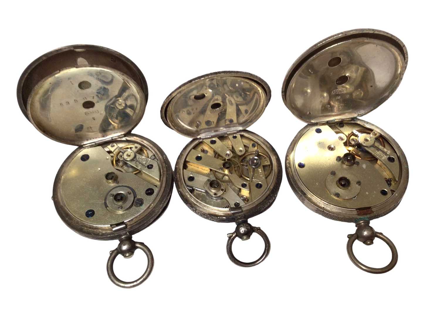 Three late 19th century ladies silver fob watches with painted and jewelled enamel dials - Image 3 of 3