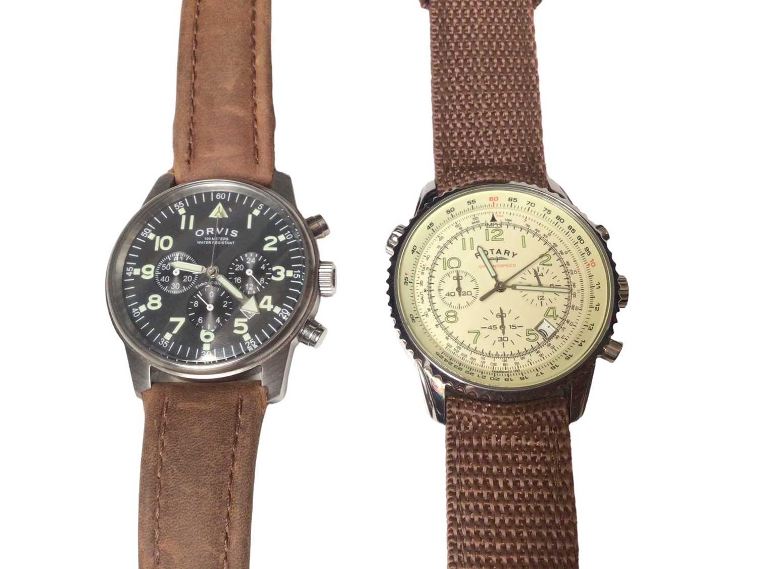 Orvis Chronograph military style wristwatch and a Rotary Chronospeed wristwatch (2)