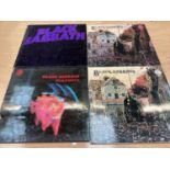 Vintage case of LP records including Black Sabbath, Kate Bush, Manfred Man, Motorhead, Mungo Jerry,